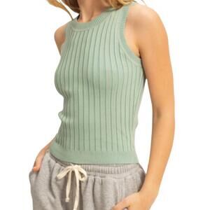 NEW DOUBLE ZERO essential ribbed tank top in sage green